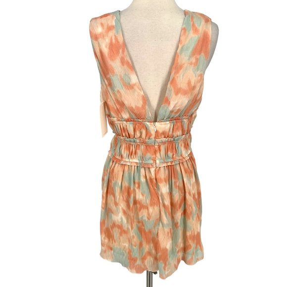 Fanco Tie Dye V-Neck Mini A-Line Dress Mint Orange Size Medium NWT - Picture 6 of 10